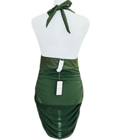 NWT CUPSHE One Piece Swimsuit Tummy Control Halter Neck Ruched Mesh Bathing Suit - Picture 9 of 14